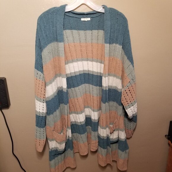 Maurices Long-Sleeved Striped Cardigan with Pockets, 4XL - Picture 1 of 7